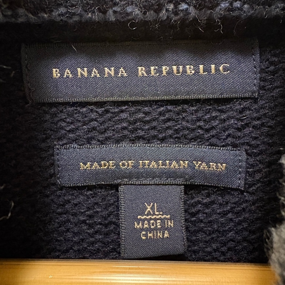 Banana Republic Italian Yarn Full Zip Men’s Sweater XL Fair Isle & Cable Knit - Picture 3 of 14